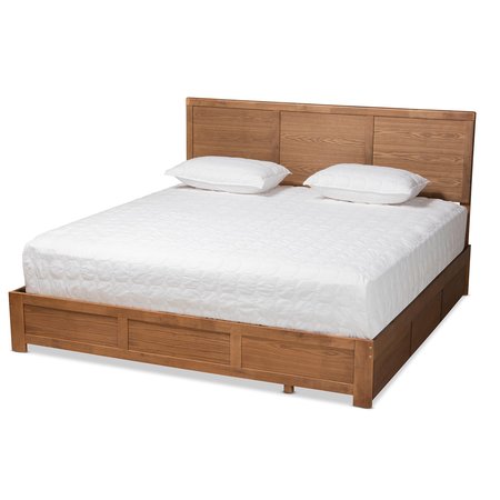 Baxton Studio Aras Modern Ash Walnut Brown Finished Wood King Size 3-Drawer Storage Bed 180-9421-9622-Zoro